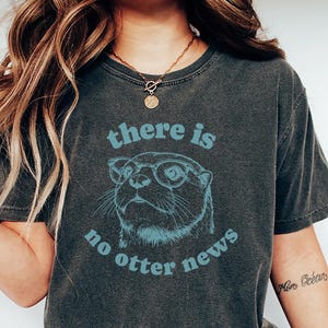 Nerdy Otter Comfort Colors Shirt, Funny Sea Otter Sweatshirt, Hipster Hoodie for Book Lovers, Cute Reading Gift for Librarian or Student