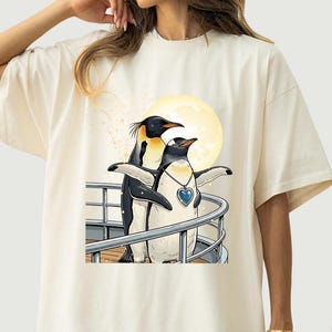 Funny Penguin Titanic Comfort Colors Shirt, Penguin Valentine Sweatshirt, Romantic Movie Parody Hoodie, Cute Anniversary Couple Tee