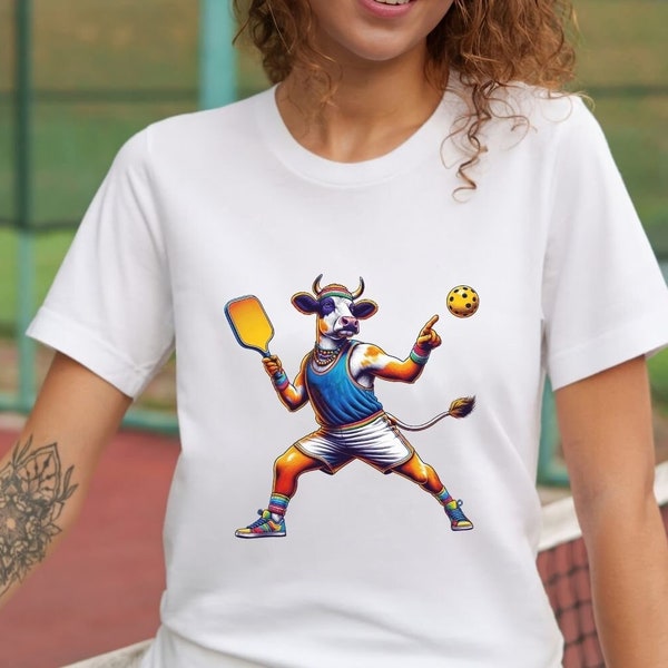 Funny Cow Pickleball Player Shirt, Cow Lover Gift, Racquetball Shirt, Paddleball Thirts, Pickleball Gift, Farm Animal Shirt, Gift For Her