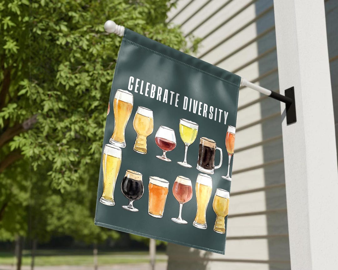 Gift Inclusion Sign Celebrate Diversity Beer Lover Garden Flag Bar Alcohol Equality Unity ...