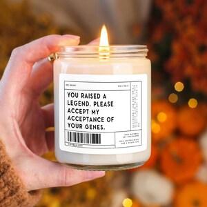 Funny Mother In Law Candle Gift, You Raised A Legend Sarcastic Mom In Law Present for Birthday, Mothers Day, Simple Bonus Mom Decor Gag Gift