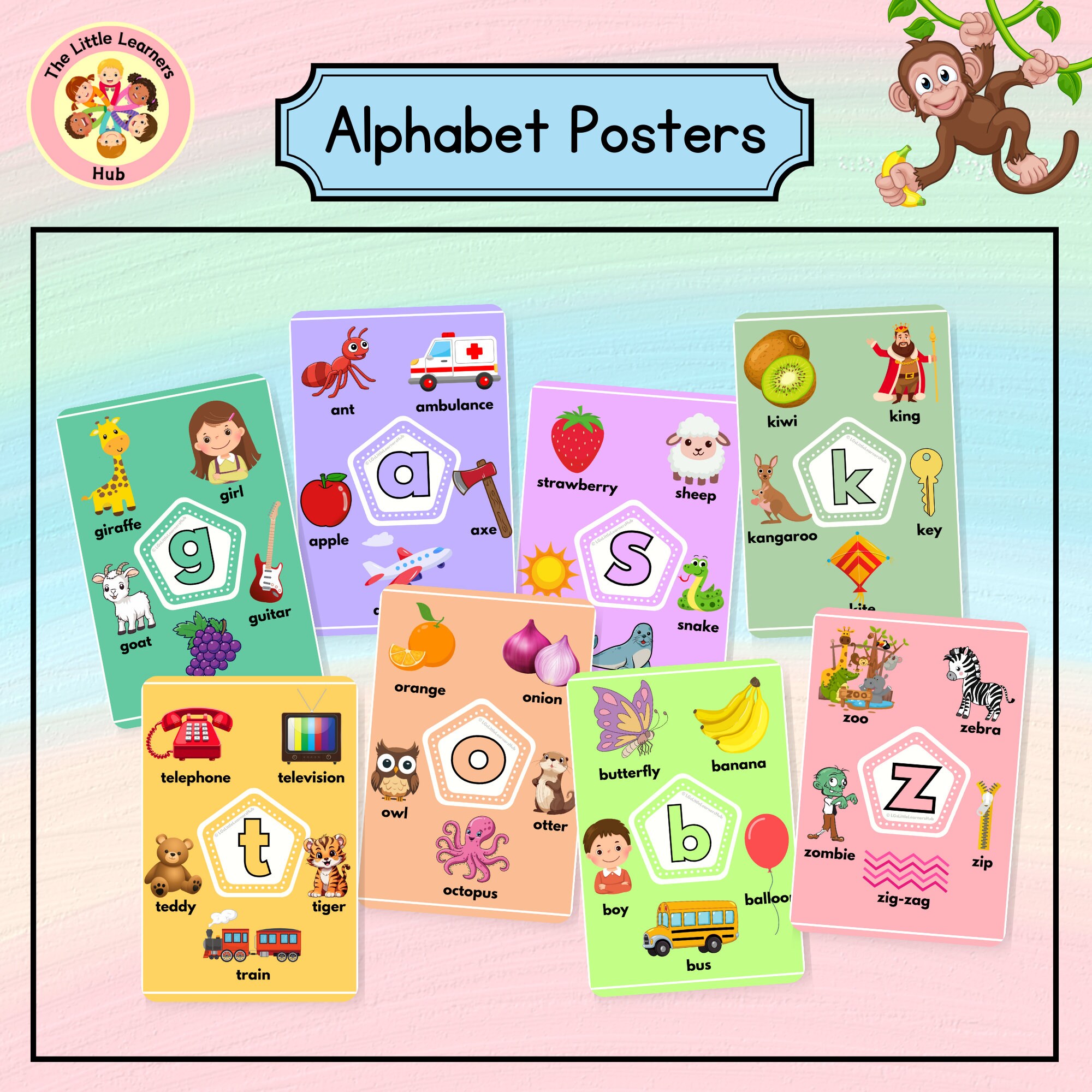 Printable Alphabet Posters for Preschool ABC Learning Chart Preschool ...