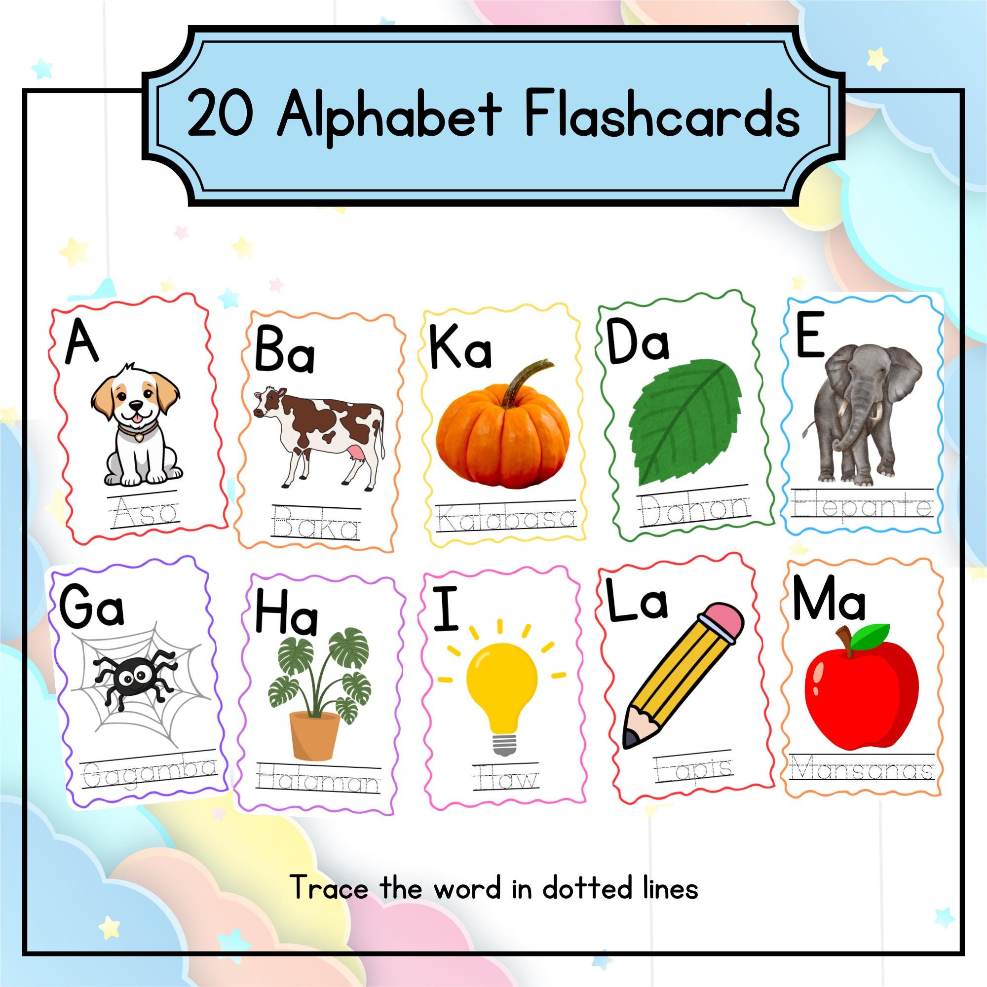 Tagalog-english Bilingual Flashcards for Kids | Abakada Alphabet ...