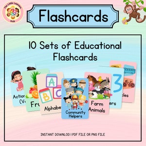 Pacote para impressão de cartões flash educativos infantis Montessori | Planilha de currículo pré-escolar Fichário de aprendizagem de livros ocupados para crianças e bebês
