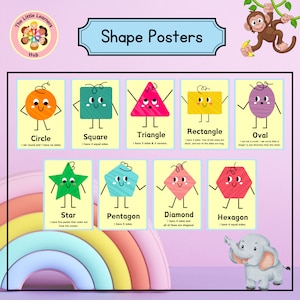 Paquete imprimible de formas / Actividades de aprendizaje para niños Preescolar Montessori Flashcards Descarga digital