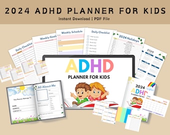 ADHD Planner for Kids: 2024 Printable Workbook (Digital Download)