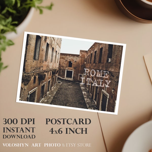 Rome Vintage Postcard, Travel Postcard, Rome Travel Postcard, Italy Postcard, Rome Travel Art, Italy Postcards Instant Download, DIGITAL