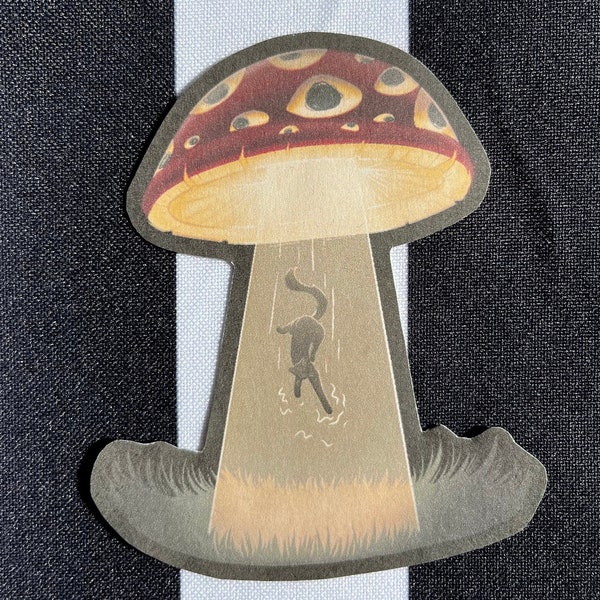 Mushroom UFO cat holographic matte sparkly Sticker| Aufkleber | Space | Katze | Sterne | Fairy | dark cottagecore | Fliegenpilz | Aliens