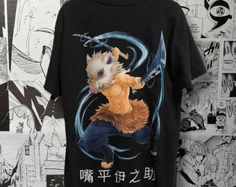 T Shirt Demon Slayer Anime Unisex  Kimetsu no yaiba Inosuke Horror japonés / Ropa alternativa / Estética de anime / Harajuku / Camiseta Gore