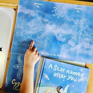 Mapa imprimible de 88 constelaciones; Mapa estelar educativo para niños; Mapa del cielo nocturno; Descarga instantánea; Arte infantil