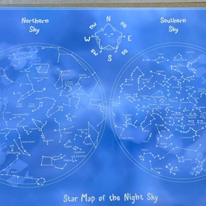 Printable 88 Constellations Children's Map of Constellations and Zodiacs; Star Map; Nursery Decor; Celestial Map; Instant Download