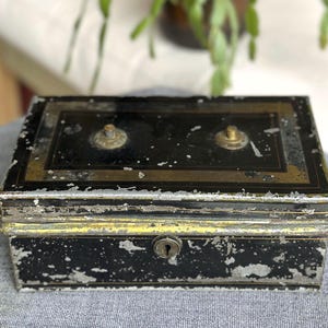 Victorian metal cash box