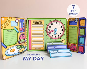 Printable Lapbook My Day for Kids 6-8 y.o. Homeschool Educational Materials DIY Project