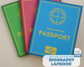 Interactive Biography Lapbook Printable | History Project Template for Kids 9-12, Social Studies, Student Research, Editable PDF, Homeschool