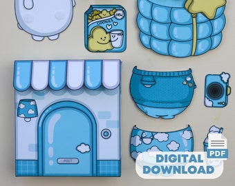 DIY Printable Paper Toy Kit: Cozy Polar Bear & House Box Digital Download