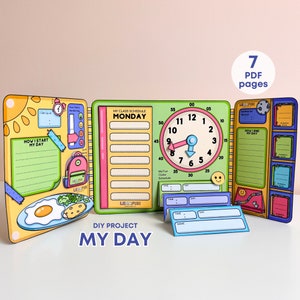 Printable Lapbook My Day for Kids 6-8 y.o. Homeschool Educational Materials DIY Project