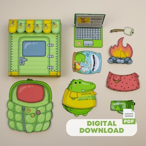 Modello digitale del giocattolo di carta Crocky il coccodrillo – Set di avventure stampabili