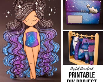 Printable Galaxy Bundle with Paper Dolls Dress Up, Digital Download, Crafts for Kids