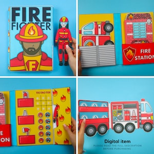 Printable DIY Project Fire Station With Fire Fighters Paper Dolls Busy ...