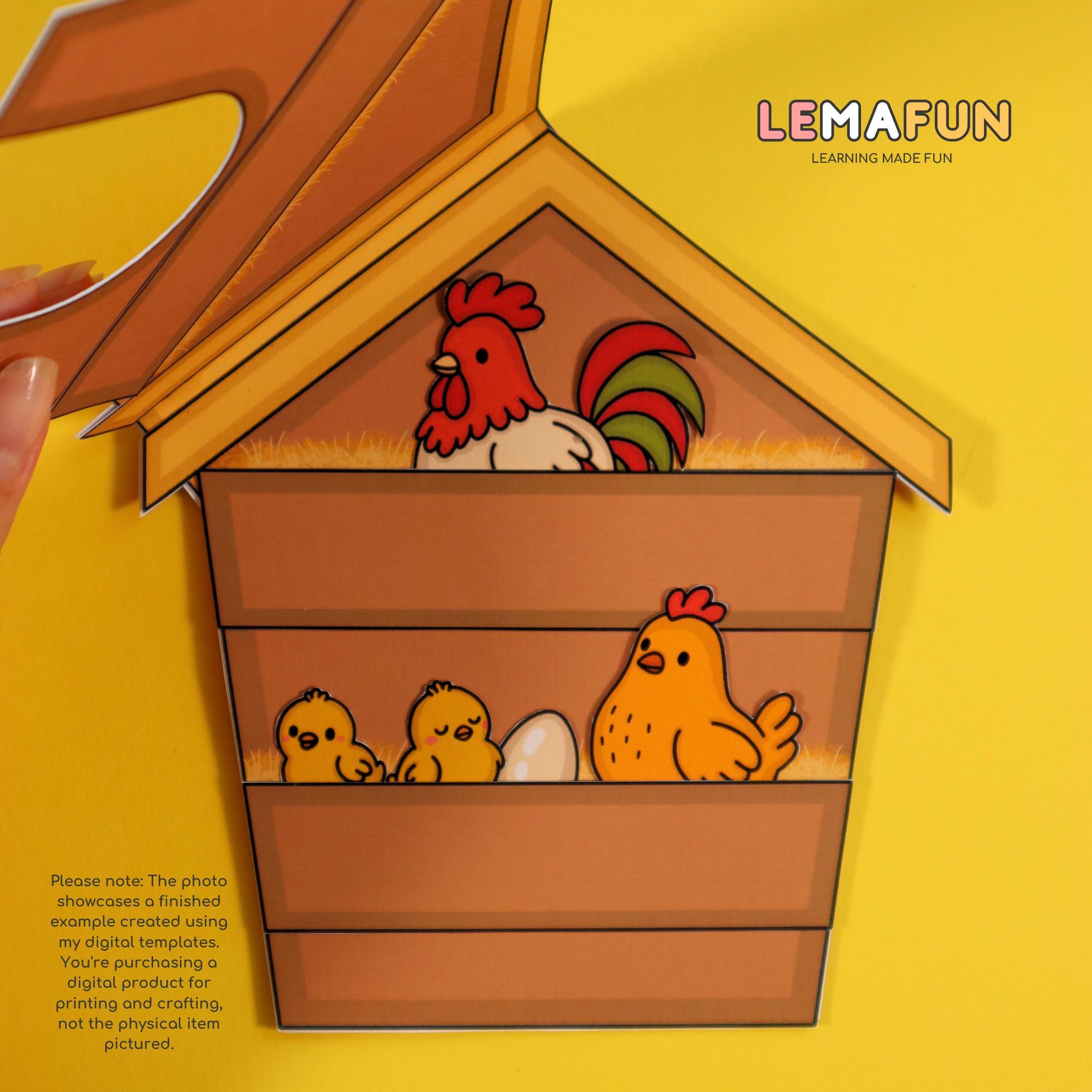 印刷可能な子供向け鶏小屋クラフト |農場の動物の活動 | PDF
