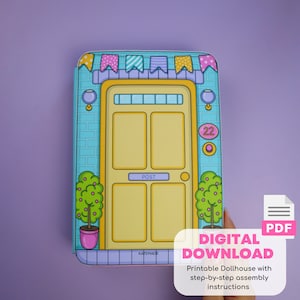 Progetto fai-da-te stampabile Casa delle bambole da sogno con bambole di carta Libro intenso e attività per bambini PDF