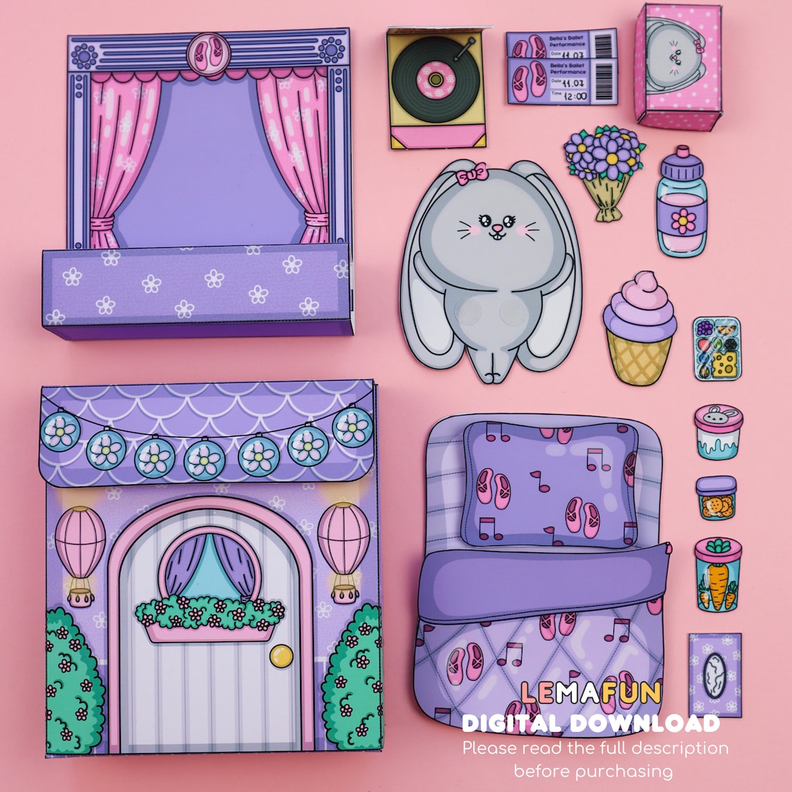Printable Bunny House Craft Kit - DIY Paper Toy Template for Kids, Easy ...