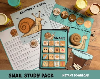 Snail Study Pack | Printable Life Cycle of a Snail, Anatomy Worksheet, Science Activities for Kids, Homeschool, Preschool Nature Study