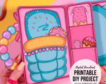 Printable Dollhouse for Paper Dolls Candy Inspired, Digital Download, Crafts for Kids