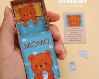 Wydrukuj Miś w pudełku – DIY Mini Craft dla dzieci | Domek dla lalek Matchbox | Pobieranie cyfrowe