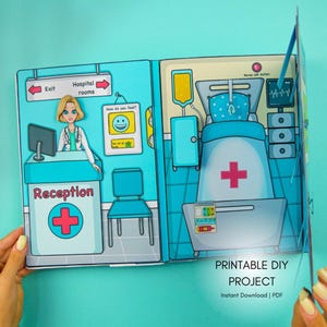 Ospedale di carta stampabile con bambole | Download digitale | Attività creative per bambini | Download immediato | Artigianato a casa
