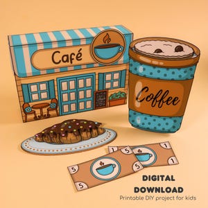 Cafe Kit Pretend Play - Ausdruckbare DIY-Aktivität für Kinder, lustiges Lernhandwerk zu Hause, lehrreich, Homeschooling, digitaler Download, PDF