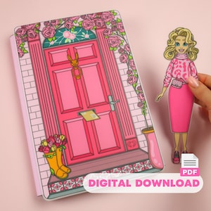 Casa delle bambole di carta stampabile con bambola stilista - Giocattolo creativo fai da te per bambini dai 9 ai 12 anni, download digitale in formato PDF
