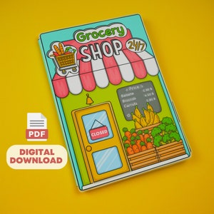 Printable DIY project Grocery Shop Busy Book & Activities for Kids PDF