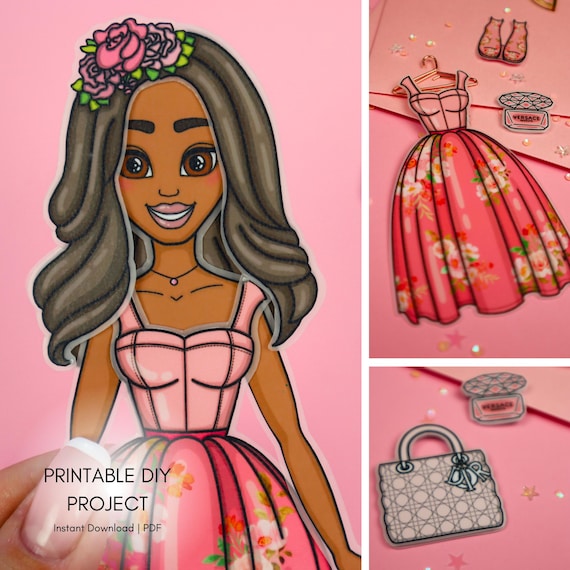 paper dolls square neck midi pencil dress in floral print Stick Figure Paper Doll Dress-Up Table Details in first comment