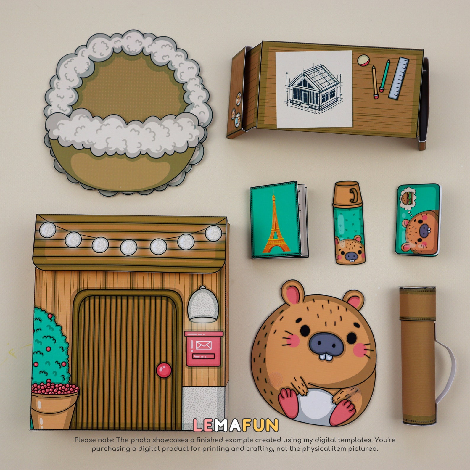 Printable Capybara House Craft Kit - DIY Paper Toy Template for Kids ...
