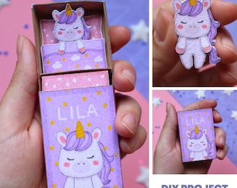 Jednorożec w pudełku do wydrukowania – mini-rękodzieło DIY dla dzieci | Domek dla lalek Matchbox | Pobierz wersję cyfrową