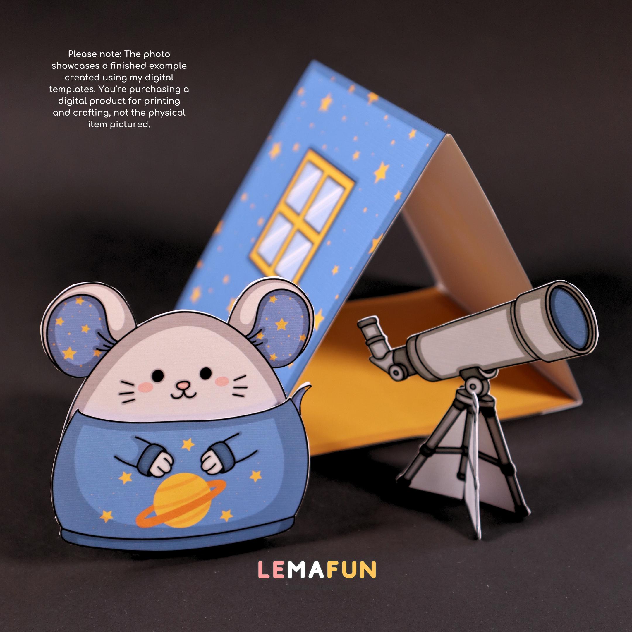 Printable Craft Kit Astro Mouse - DIY Paper Toy Template for Kids, Easy ...