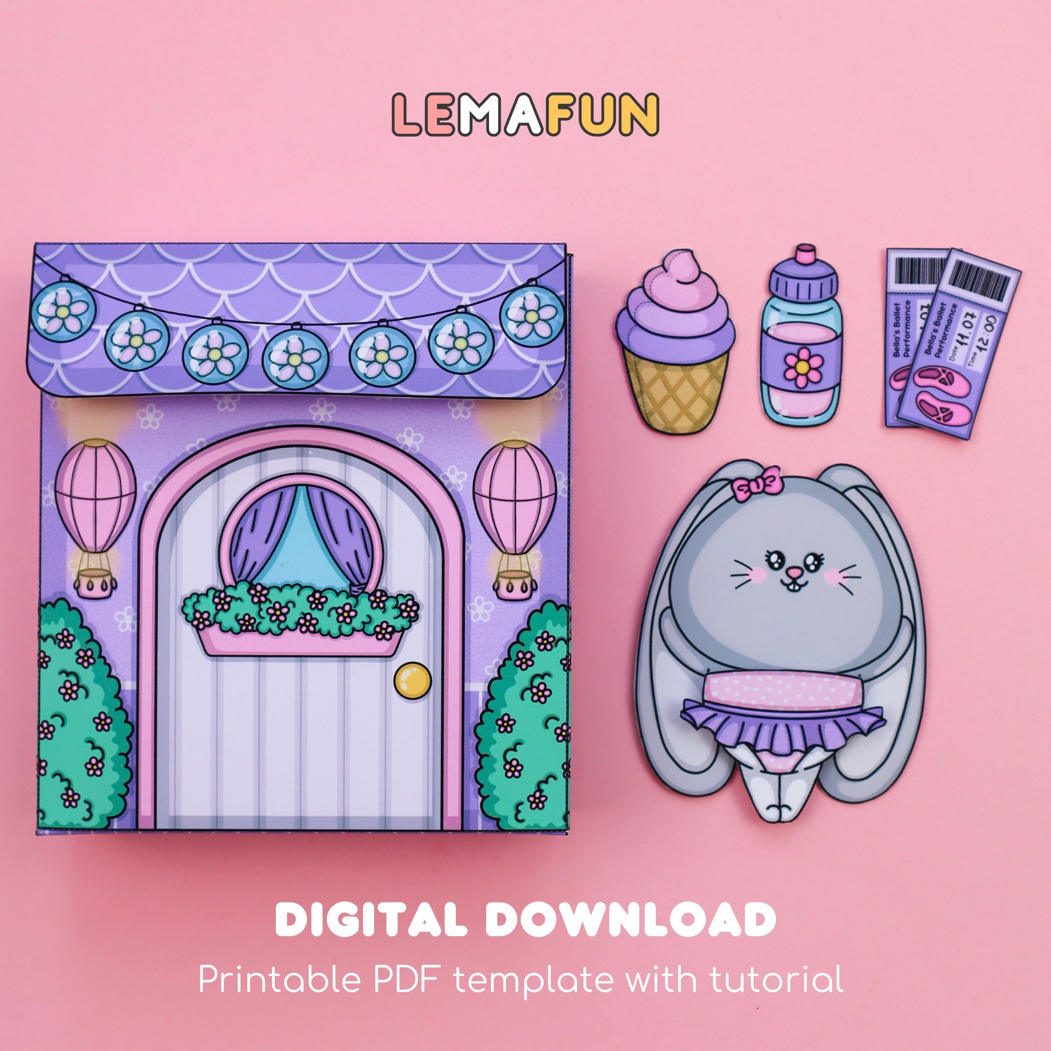Printable Bunny House Craft Kit - DIY Paper Toy Template for Kids, Easy ...