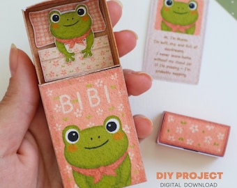 Wydrukowana Żaba w pudełku – DIY Mini Craft dla dzieci | Domek dla lalek Matchbox | Pobieranie cyfrowe | Rękodzieło papierowe