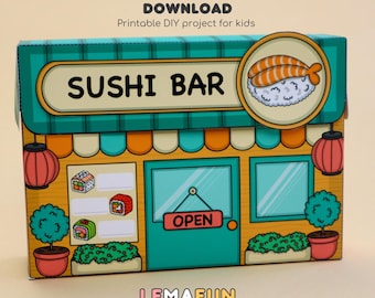 Sushi Restaurant Pretend Play Printable DIY Children's Activity, Homeschool, Educational Toy for Kids, Digital Download, PDF