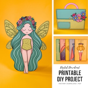 Pacchetto di fate stampabili con bambole di carta, abiti e accessori, download digitale, lavoretti per bambini, travestimenti