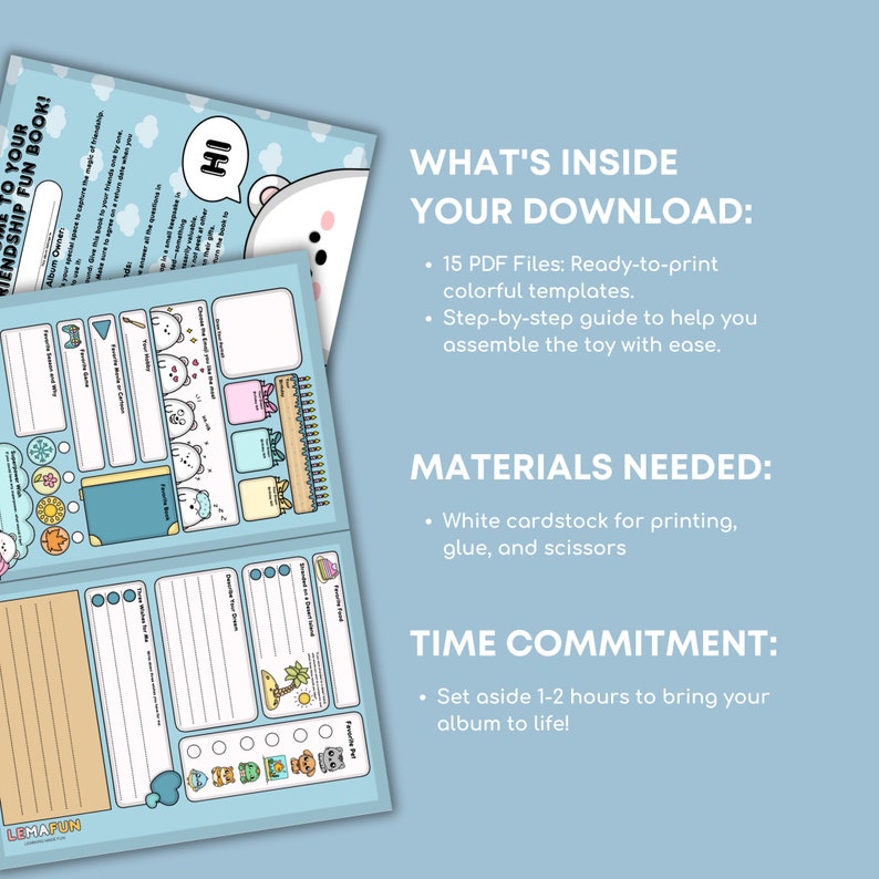 Friendship Questionnaire.pdf DIY Friendship Questionnaire Album for Kids (ages 7-12) - Printable PDF ...