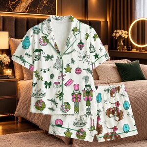 Women's Nutcracker Pajama Set Pink Christmas Sleepwear Holiday PJs Festive Lounge Set Winter Nightwear Ballet Lover Gift Christmas Gift