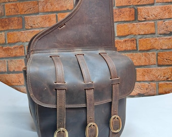 Western Leather Saddle Bags Oil Pull-Up Leather | Hand Made Trail Riding Gear Cowboy Style