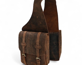 Full Grain Leather Horse Saddle Bag – Western Pouch for Trail Riding Gear