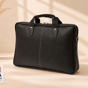 Handmade Top Grain Leather Laptop Bag, 14 Inch Briefcase, Messenger Work Bag