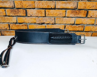 Genuine Leather Western Saddle Girth – Braided Design, Black, Equestrian Tack
