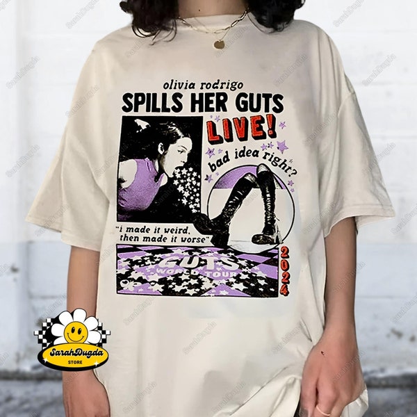 Olivia Rodrigo Spills Her Guts Shirt, Olivia Rodrigo Guts Tour Shirt, The Guts World Tour 2024 Merch, Bad Idea Right Shirt