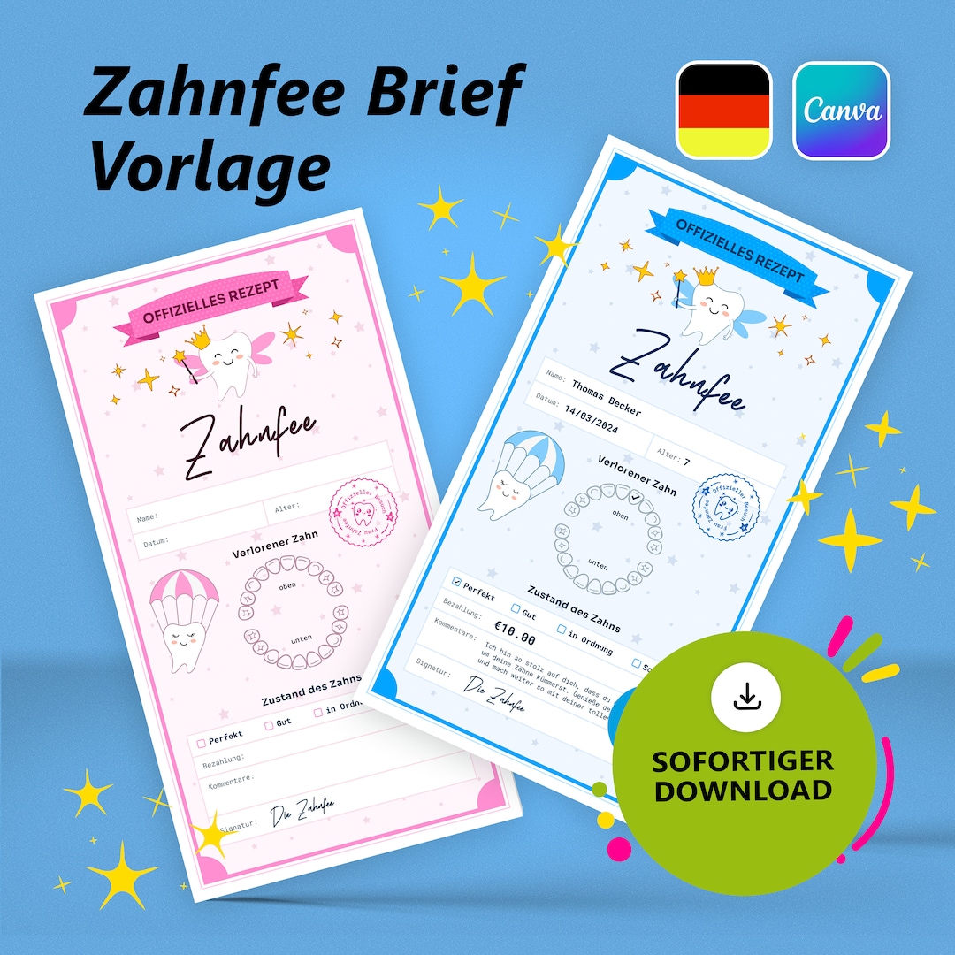 BOFUNX Zahnfee Geschenk Set - Schlüsselanhänger & Brief Für Kinder