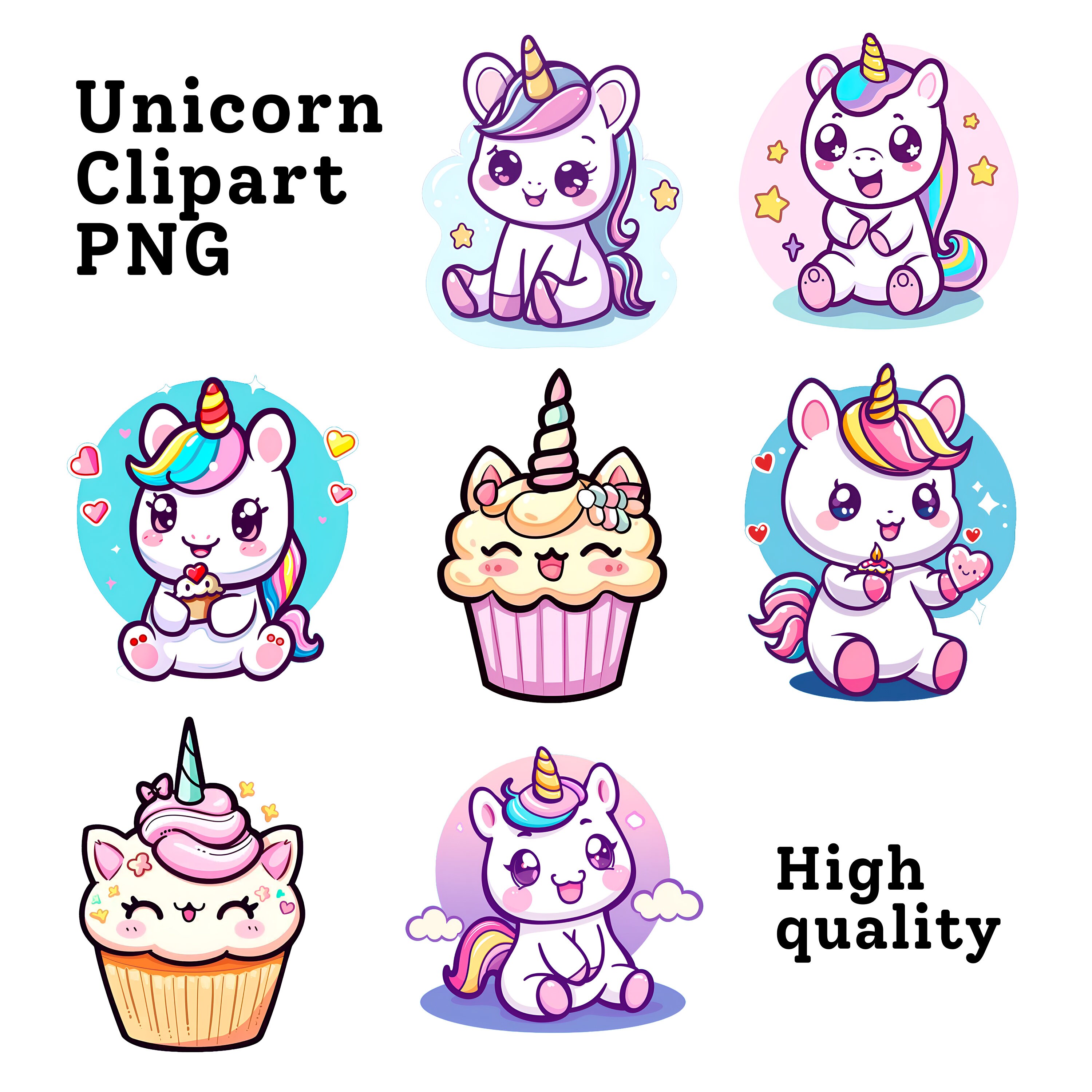 Unicorn, Cute Rainbow Unicorn Clipart Png, Pegasus Unicorn PNG Instant ...